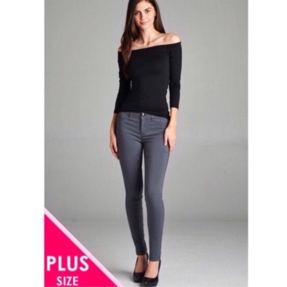 Pants - Plus Size Charcoal Skinny Jeans Pants - Plus Size Charcoal Skinny Jeans